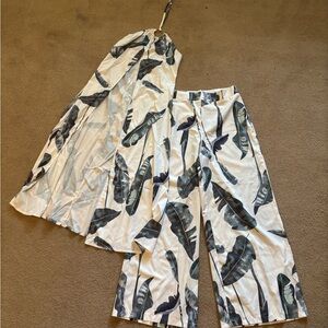 Tropical Leaf Print two-piece cover up